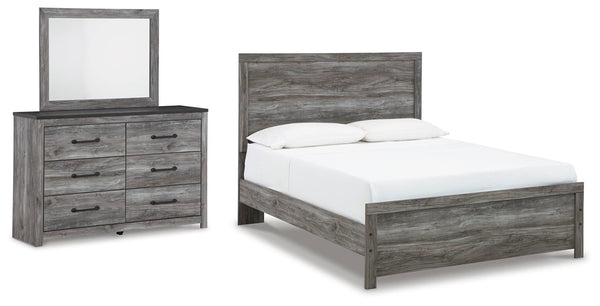 Bronyan Queen Panel Bed, Dresser & Mirror Dark Gray
