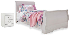 Anarasia Twin Sleigh Bed with Nightstand White