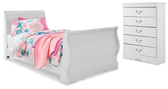 Anarasia Twin Sleigh Bed & Chest White