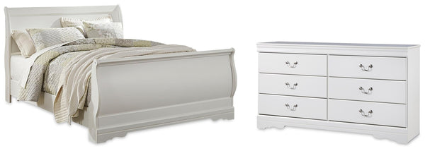 Anarasia Queen Sleigh Bed & Dresser White
