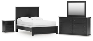 Maribel Full Panel Bed, Dresser, Mirror & Nightstand Black