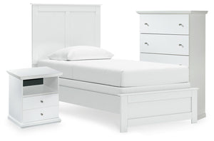 Bostwick Shoals Twin Panel Bed, Chest & Nightstand White