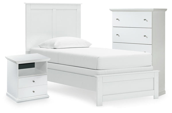 Bostwick Shoals Twin Panel Bed, Chest & Nightstand White