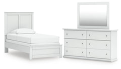 Bostwick Shoals Twin Panel Bed, Dresser & Mirror White