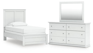 Bostwick Shoals Twin Panel Bed, Dresser & Mirror White