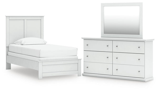 Bostwick Shoals Twin Panel Bed, Dresser & Mirror White