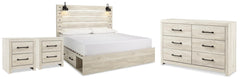 Cambeck King Panel Storage Bed, Dresser & 2 Nightstands Whitewash