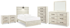 Cambeck Full Panel Bed, Dresser, Mirror, Chest & 2 Nightstands Whitewash