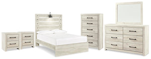 Cambeck Full Panel Bed, Dresser, Mirror, Chest & 2 Nightstands Whitewash