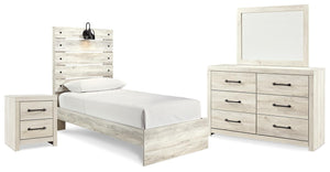 Cambeck Twin Panel Bed, Dresser, Mirror & Nightstand Whitewash