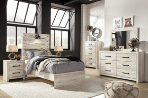 Cambeck Twin Panel Bed, Dresser, Mirror, Chest, & Nightstand Whitewash