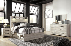 Cambeck Queen Panel Bed with Storage, Dresser & Mirror Whitewash