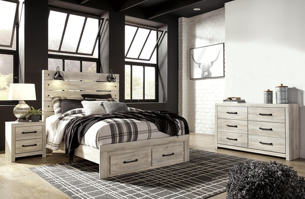 Cambeck Queen Panel Storage Bed, Dresser & Nightstand Whitewash