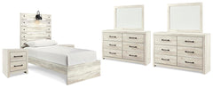Cambeck Twin Panel Bed, 2 Dressers, 2 Mirrors & 2 Nightstands Whitewash