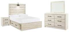 Cambeck Full Panel Storage Bed, Dresser, Mirror & Nightstand Whitewash