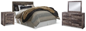 Derekson Queen Panel Headboard, Dresser, Mirror & Nightstand Multi Gray