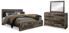 Derekson King Panel Storage Bed, Dresser & Mirror Multi Gray