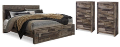 Derekson Queen Storage Bed & 2 Chests Multi Gray