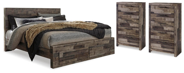 Derekson Queen Storage Bed & 2 Chests Multi Gray
