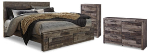 Derekson King Storage Bed, Dresser & Chest Multi Gray