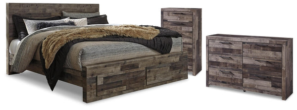 Derekson King Storage Bed, Dresser & Chest Multi Gray