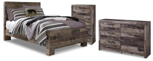 Derekson Full Panel Bed, Dresser & Chest Multi Gray