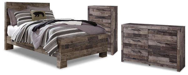 Derekson Full Panel Bed, Dresser & Chest Multi Gray