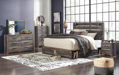 Drystan King Panel Bed with Storage, Dresser, Mirror, Chest & 2 Nightstands Multi