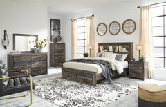 Drystan Queen Bookcase Storage Bed, Dresser, Mirror, Chest & 2 Nightstands Multi