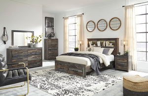 Drystan Queen Bookcase Storage Bed, Dresser, Mirror, Chest & 2 Nightstands Multi