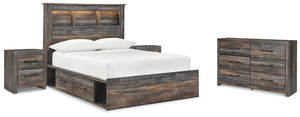 Drystan Full Bookcase Bed with 2 sided Storage, Dresser & Nightstand Multi