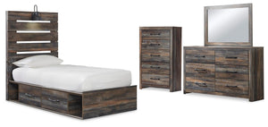 Drystan Twin Panel Bed with Storage, Dresser, Mirror & Chest Multi