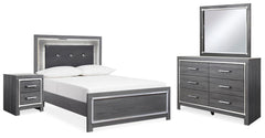 Lodanna Full Upholstered Panel Bed, Dresser, Mirror, & Nightstand Gray