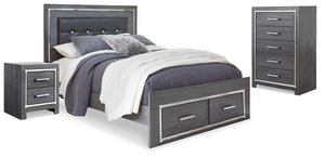 Lodanna Queen Storage Bed, Chest & Nightstand Gray