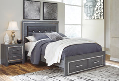 Lodanna Queen Storage Bed & Nightstand Gray
