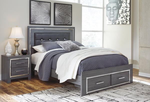 Lodanna Queen Storage Bed & Nightstand Gray