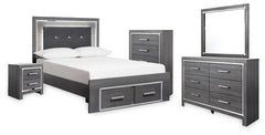 Lodanna Full Storage Bed, Dresser, Mirror, Chest & Nightstand