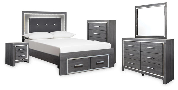 Lodanna Full Storage Bed, Dresser, Mirror, Chest & Nightstand
