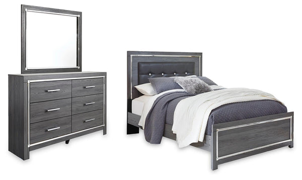 Lodanna Queen Upholstered Panel Bed, Dresser & Mirror