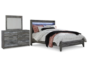 Baystorm Queen Panel Bed, Dresser & Mirror Gray