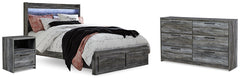 Baystorm Queen Panel Storage Bed, Dresser & Nightstand Gray