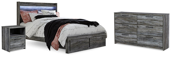 Baystorm Queen Panel Storage Bed, Dresser & Nightstand Gray