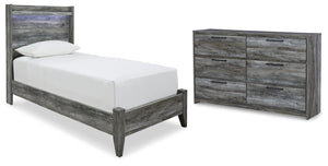 Baystorm Twin Panel Bed & Dresser Gray