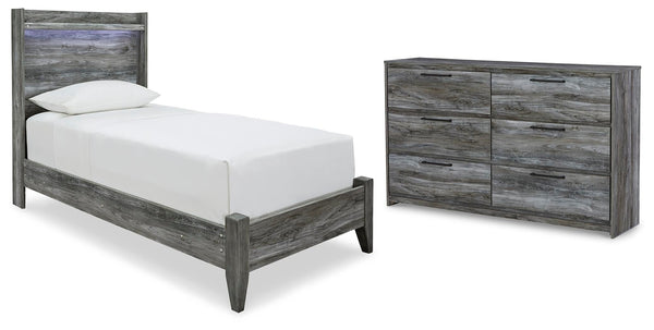 Baystorm Twin Panel Bed & Dresser Gray