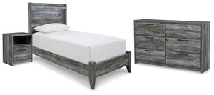 Baystorm Twin Panel Bed, Dresser & Nightstand Gray