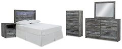 Baystorm Full Panel Headboard Bed. Dresser, Mirror, Chest & Nightstand Gray