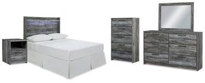 Baystorm Full Panel Headboard Bed. Dresser, Mirror, Chest & Nightstand Gray