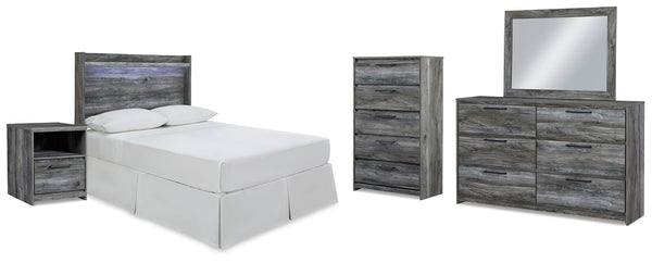 Baystorm Full Panel Headboard Bed. Dresser, Mirror, Chest & Nightstand Gray