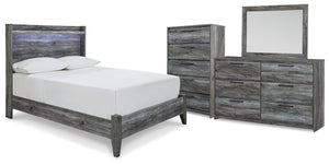 Baystorm Full Panel Bed, Dresser, Mirror & Chest Gray