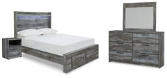 Baystorm Full Storage Bed, Dresser, Mirror & Nightstand Gray